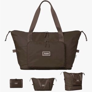 Brown Foldie Bag for travel fits under seat in airplane